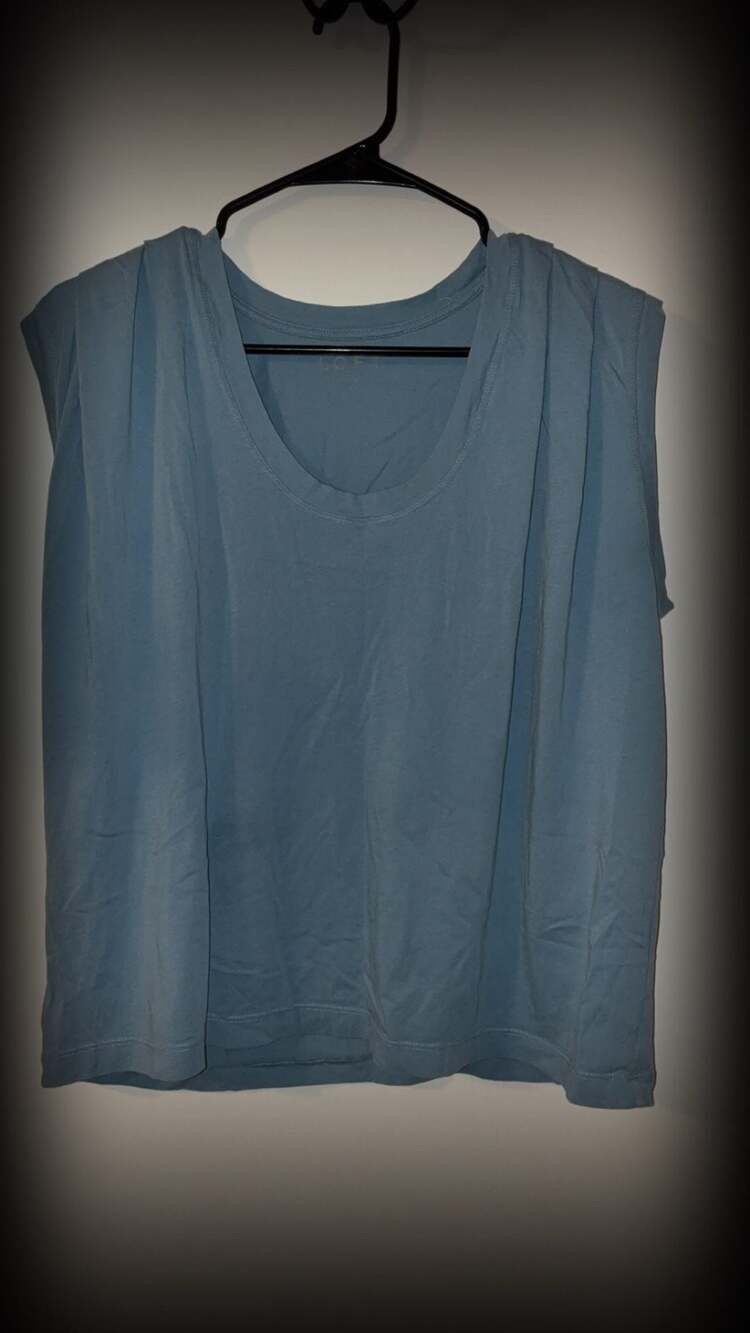 LOFT Light Blue Padded Shoulder Muscle Tee Tank Top Size L